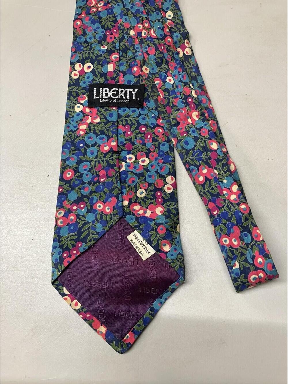 VTG Liberty of London Mens Floral Cotton Tie /blue 4x58”